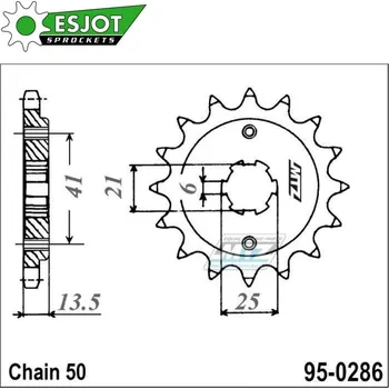 Řetězová sada pro motocykl Kolečko řetězové (pastorek) 0286-15zubů ESJOT 50-35013-15 - Honda CBR400R + VF400FD + VF500C V30 Magna + VF500F + VF500F Interceptor 95-0286-15-ES