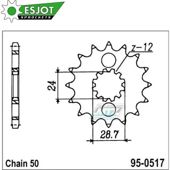 Řetězová sada pro motocykl Kolečko řetězové (pastorek) 0517-18zubů ESJOT 50-35009-18 - Kawasaki GPZ750R + ZR1100 Zephyr + GPZ900R Ninja + ZX1100 Ninja+ ZZR1100 + ZZR1200 + ZX14 Ninja + ZX14R Ninja + ZZR1400 + ZX12R Ninja KAWASAKI ZZR 1200 2002-2004