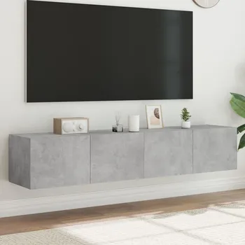 Obývací stěna vidaXL Nástěnné TV skříňky s LED osvětlením 2 ks 80x35x31 cm [837288] Barva: Betonová šedá