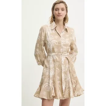 Dámské šaty Bavlněné šaty Answear.LAB béžová barva, mini pekenia2024.045.FKK 80X, vel. M