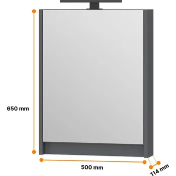 Šatní skříň Skříň 50 antracit lak se zrcadlem a LED lampou