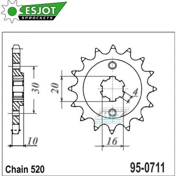 Řetězová sada pro motocykl Kolečko řetězové (pastorek) 0711-14zubů ESJOT 50-32067-14 - Cagiva 125 Aletta Oro + 125 Cruiser + 125 Super City + 125 Tamanaco + 125 Blues Custom + 125 Freccia +125 K7 + 125 Planet + 125 Mito + 125 N CAGIVA C9 125 Freccia 1987-1988