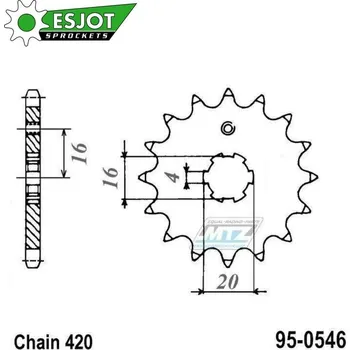 Řetězová sada pro motocykl Kolečko řetězové (pastorek) 0546-14zubů ESJOT 50-13007-14S - Kawasaki KX60+KX65+KX80+KX85+KX100 + Suzuki RM60+RM65 + Yamaha TTR50+TTR90+TTR110 + DT50+DT80+DT100 + YZ60+PW80 + RD80+BW80+LB80 + YB100+MX 95-0546-14-ES
