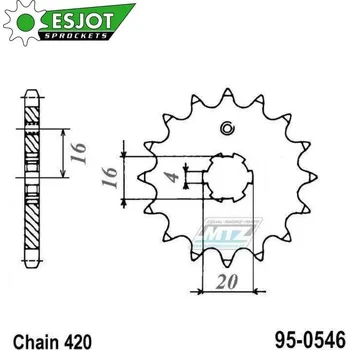 Řetězová sada pro motocykl Kolečko řetězové (pastorek) 0546-14zubů ESJOT 50-13007-14S - Kawasaki KX60+KX65+KX80+KX85+KX100 + Suzuki RM60+RM65 + Yamaha TTR50+TTR90+TTR110 + DT50+DT80+DT100 + YZ60+PW80 + RD80+BW80+LB80 + YB100+MX YAMAHA DT 50 R 1988-1996