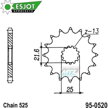 Řetězová sada pro motocykl Kolečko řetězové (pastorek) 0520-17zubů ESJOT 50-29010-17S - Suzuki DL650 V-Strom+DL1000 V-Strom+DL1050 V-Strom+GSF650+SV650 + GSXR600+GSXR750+GSXR1000+GSXS1000 + Yamaha TDM850 + Triumph 675+800+900 + SUZUKI SV 650 (S) 1999-2013