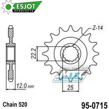 Řetězová sada pro motocykl Kolečko řetězové (pastorek) 0715-13zubů ESJOT 50-32112-13 - Gas-Gas EC200+EC250+EC300 + ECF400+ECF450+EC515 + FSE400+FSE450+SM400+SM450+SM515 95-0715-13-ES