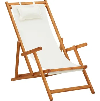 vidaXL Skládací plážové křeslo masivní eukalyptus a textil [43998] Barva: krémová