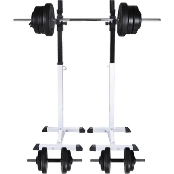 vidaXL Posilovací stojan se sadou činek barbell a dumbbell 60,5 kg [275349]