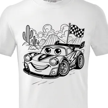 omalovánky Tričko Pro nejmenší | Dětské tričko s omalovánkou - Závodní auto