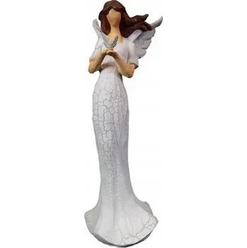 Obraz Anděl Strážný v Bílých Šatech Dekorativní Figurka Jarní Ozdoba do Interiéru