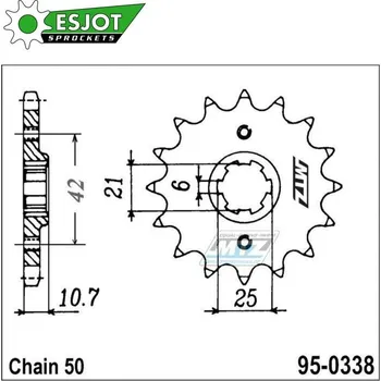 Řetězová sada pro motocykl Kolečko řetězové (pastorek) 0338-16zubů ESJOT 50-35003-16 - Honda CBX550F + CB650Z + CB650C + CB650SC Night Hawk + CB650 95-0338-16-ES