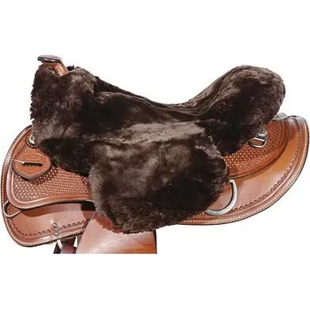 Jezdecké sedlo Potah na westernové sedlo z pravého beránku LproWest, hnědý