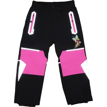 Chlapecké kalhoty Dětské softshellové kalhoty/jarní Kugo HK5652 černé/růžové kolena Velikost oblečení: 110