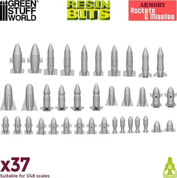 Plastikový model Resin Rockets and Missiles – resinové rakety (37 ks)