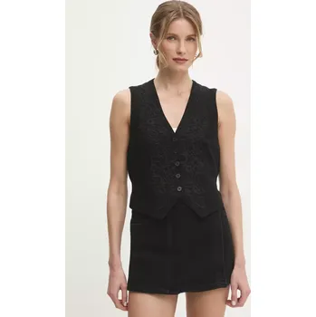 Dámská vesta Vesta s příměsí lnu Answear.LAB černá barva mj8002 99X, vel. M