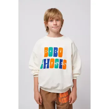 Chlapecká mikina Dětská bavlněná mikina Bobo Choses béžová barva, s potiskem, 125AC129 01X, vel. 99/110