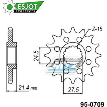 Řetězová sada pro motocykl Kolečko řetězové (pastorek) 0709-16zubů ESJOT 50-29032-16 - Aprilia 750 Dorsoduro / 07-16 + 750SL Shiver / 07-16 + 900 Dorsoduro / 17-20 + 900 Shiver / 17-20 + 1200 Dorsoduro V4R / 11-16 95-0709-16-ES