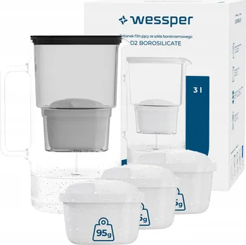 Filtrační konvice Filtrační konvice skleněný Wessper D2 BOROSILICATE 3l černý + 4x filtr