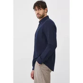 Pánská košile Lněná košile Medicine pánská, tmavomodrá barva, regular, s límečkem button-down RS25.KDM050 59M, vel. XL