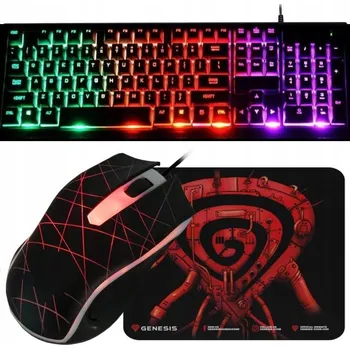 Klávesnice SADA KLÁVESNICE, MYŠI A PODLOŽKY S PODSVÍCENÍM - IDEÁLNÍ PRO HRÁČE I DĚTI