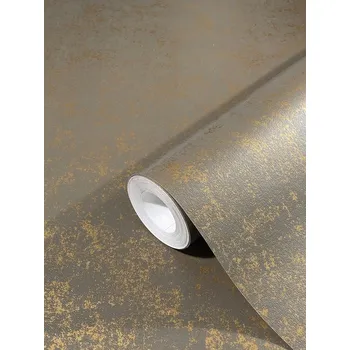 Tapeta Zlato-hnědá vinylová tapeta s efektem oděru