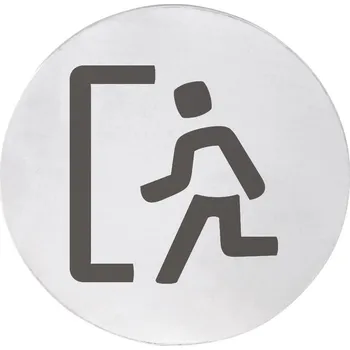 Sada koupelnových doplňků SAPHO Cedule únikový východ, Ø 75mm, nerez mat XP128