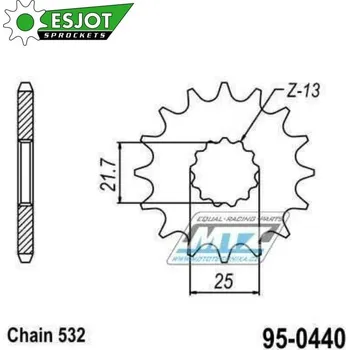 Řetězová sada pro motocykl Kolečko řetězové (pastorek) 0440-16zubů ESJOT 50-27001-16 - Suzuki GSXR1100 + RF900R 95-0440-16-ES