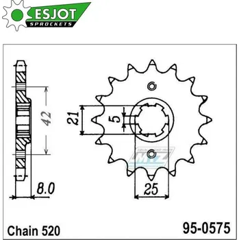 Řetězová sada pro motocykl Kolečko řetězové (pastorek) 0575-15zubů ESJOT 50-32007-15 - Yamaha TT250 + TT350 + TT600 + TT600E + XT400 + XT550 + SRX600 + XT600 + FZ400R + Praga ED250 YAMAHA XT 550 1982-1983