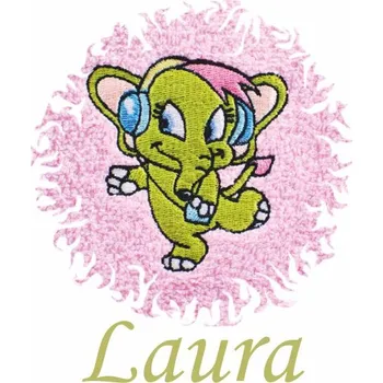 Dětská osuška s výšivkou a jménem QUALITY 400 g/m2 - SLON SE SLUCHÁTKY