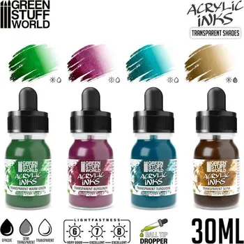 Green Stuff World Acrylic Inks Set - Transparent Shades x4 (Green Stuff World)