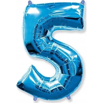 Balónek Fóliový balónek číslice 5 modrá metalická 85 cm 1 Ks