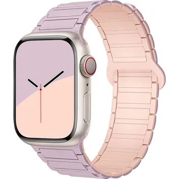 Chytré hodinky Dvojbarevný magnetický řemínek pro Apple Watch 42/44/45/46/49mm Barva: Fialovo-růžový