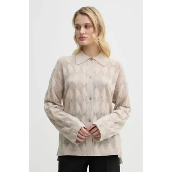 Dámský svetr Kardigan se lněnou směsí AERON TAMARA SH190561 béžová 80X, vel. S