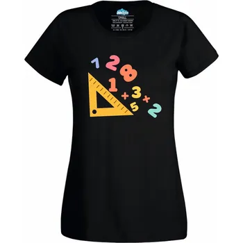 Dámské tričko Číselné Pravítko (Velikost: 4XL, Barva: Černá)