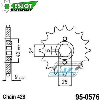 Řetězová sada pro motocykl Kolečko řetězové (pastorek) 0576-19zubů ESJOT 50-15010-19 - Yamaha XT350 YAMAHA XT 350 1985-1999