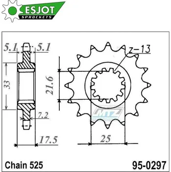 Řetězová sada pro motocykl Kolečko řetězové (pastorek) 0297-14zubů ESJOT 50-29009-14 - Honda CB1 + CB400F Super Four + CB400 Super Four H-VTEC + CBR400RRJ + CBR400RRK + CBR400RR Gull - Arm + VFR400R3 + CB500 + CB500 Cup + CBF50 95-0297-14-ES