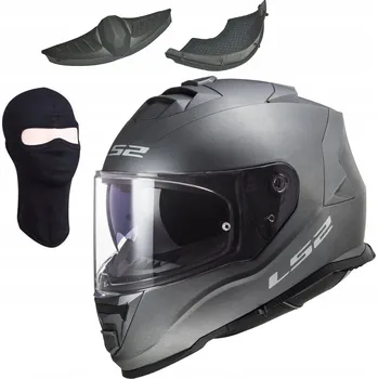 Helma na motorku LS2 FF800 STORM II MATNÝ TITAN integrální sportovní motocyklová přilba se sluneční clonou + XXL DÁREK