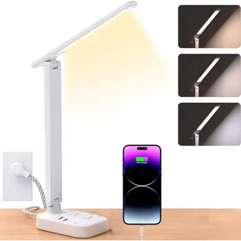 Lampička LED Stolní lampa Školní na STŮL noční NABÍJEČKA 2x USB EU rýsovací