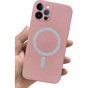 Pouzdro na mobilní telefon Barevný silikonový kryt MagSafe s ochranou fotoaparátu pro iPhone 15 Plus Barva: Růžová, Typ: 5