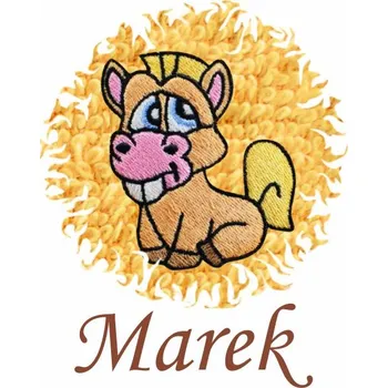 Dětská osuška s výšivkou a jménem QUALITY 400 g/m2 - SEDÍCÍ KONÍK