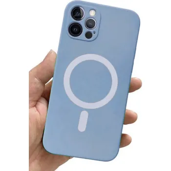 Pouzdro na mobilní telefon Barevný silikonový kryt MagSafe s ochranou fotoaparátu pro iPhone 15 Pro Max Barva: Světle modrá, Typ: 4