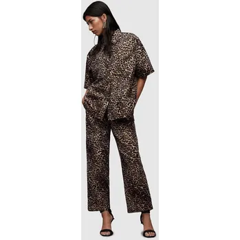 Dámské kalhoty Kalhoty AllSaints JEMI LEPPO dámské, černá barva, široké, high waist WT064Z 99A, vel. 34