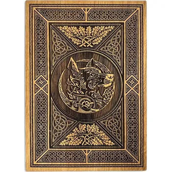 Kadlus Keltský Vlk s ornamenty, nástěnná dekorace, dřevo 32x44cm