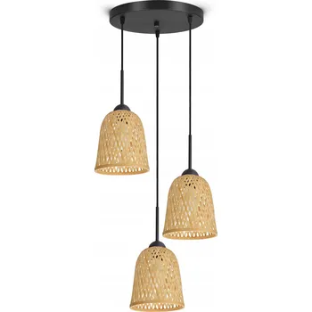 Závěsné Stropní Svítidlo Bambusová pletená BOHO přírodní 582-EZ3 LED černá
