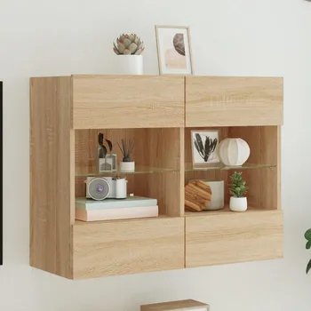 Komoda vidaXL Nástěnná TV skříňka s LED osvětlením 78,5 x 30 x 60,5 cm [837105] Barva: dub sonoma