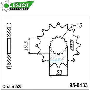 Řetězová sada pro motocykl Kolečko řetězové (pastorek) 0433-14zubů ESJOT 50-29011-14 - Suzuki GSF400 Bandit + GSX400F+GSX400R+GSXR400R + GSX400X Impulse + GSX400 Impulse + RF400+TS250 95-0433-14-ES