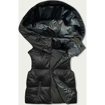 Dámská vesta Černá péřová vesta s kapucí a stojáčkem, odstíny černé XL (42) i392_22437-53