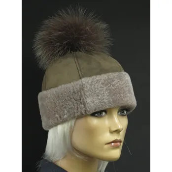 Čepice Splus Kožešinová čepice s bambulí z polární lišky 4042 světle hnědá Velikost: 59 cm