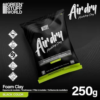 Green Stuff World Air Dry Foam Clay 250gr. - Black - modelářská hmota (Green Stuff World)