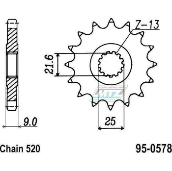 Řetězová sada pro motocykl Kolečko řetězové (pastorek) 0578-17zubů ESJOT 50-32035-17S - Yamaha FZR400 Genesis + FZR400RR EXUP + FZR400SP + SR500 + XTZ750 95-0578-17-ES